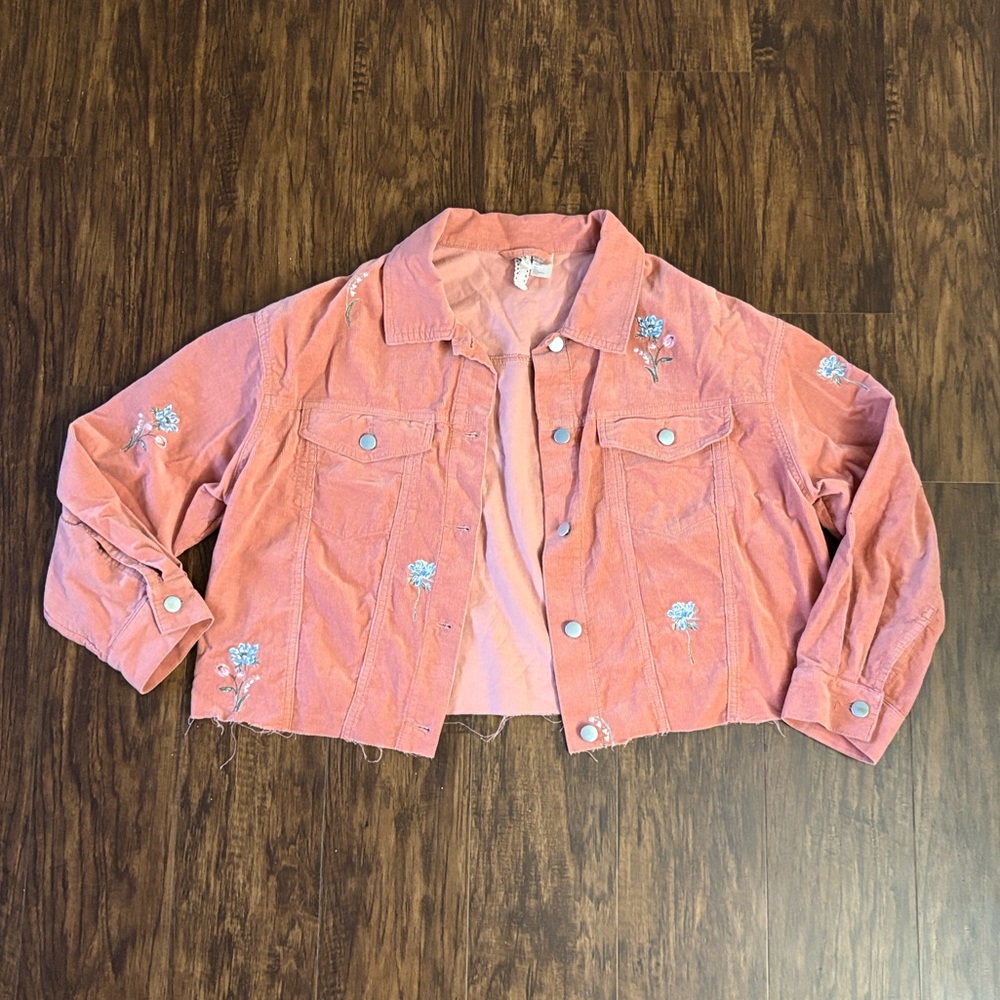 H&M Coral Jacket with Floral Embroidery
